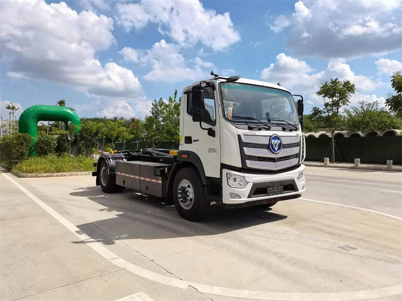 纯电动福田欧曼智蓝勾臂垃圾车